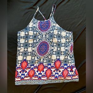 Renee C. funky floral racer back tank